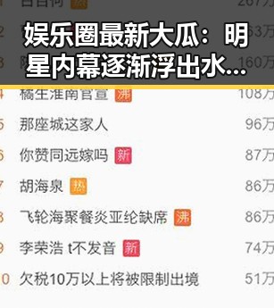 娱乐圈最新大瓜:明星内幕逐渐浮出水面,背后藏着怎样的故事?